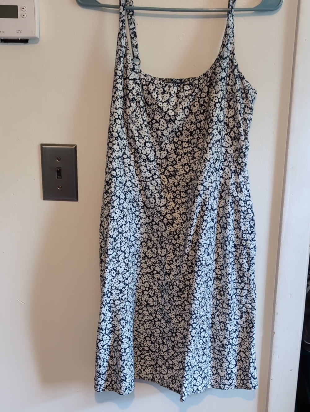 Old Navy Black and White Floral Slip Dress with Spaghetti Straps
